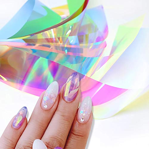 Glass Nail Stickers Strips, Danneasy 15 Rolls Nail Foil Gradient Aurora Laser Design Glass Fragments Paper Full Nail Wraps Diy&Salon Manicure Accessories #TOP4