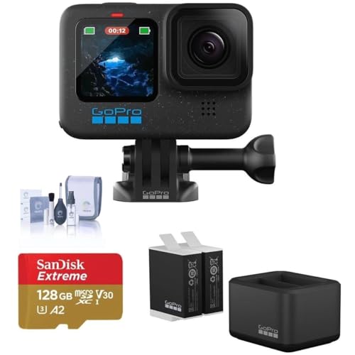 GoPro HERO12 Black Camera Bundle: Waterproof Action Cam with Go Pro Dual Battery Charger, 2x GoPro Enduro Batteries, and - Detailed View