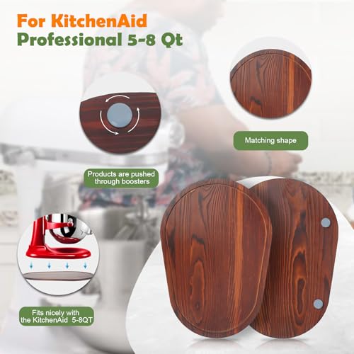 Image of Mixer Slider for Kitchen Aid 5-8 Qt Bowl Lift Stand Mixer, Kitchen Appliance sliding mat Countertop Storage Attachments, Mixer Accessories Sliding Tray Moving Board for Kitchen Aid (Brown)