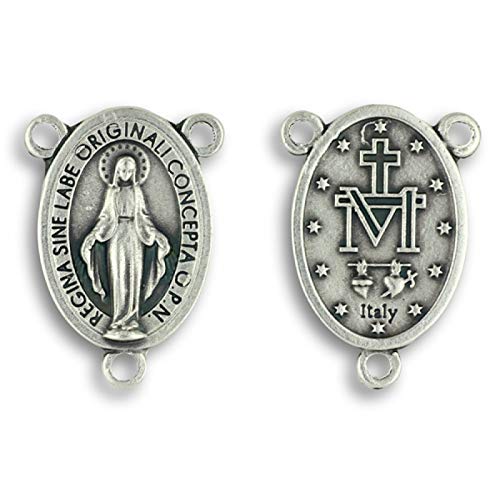 Classic Rosary Centerpiece Center for Rosary 1" Jewelry Connector Junction - Pack of 3 (Our Lady of Grace), Medium, Metal, No Gemstone