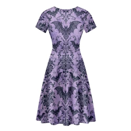Image of POLERO Sunflower Dress for Women Floral Summer Dresses Short Sleeve Casual Sundresses Midi Dresses