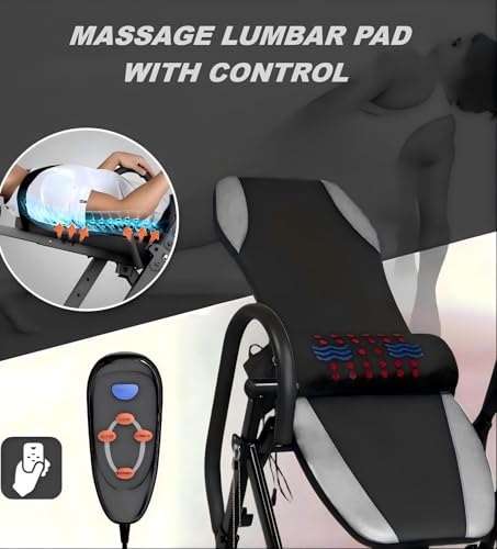 Image of YOLEO Gravity Inversion Table for Back Pain Relief 2026 New Inversion Table w /Heat and Massage Lumbar pad Back Stretcher Machine 300 lbs