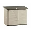 Rubbermaid Large Horizontal Resin Outdoor Storage Shed With Floor (5 x 4 Ft) Weather Resistant, Beige/Brown, Organization for Home/Backyard/Pool Chemicals/Toys/Garden Tools/Porch/Patio Cushions