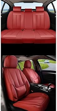 Coverado Car Seat Covers Full Set, Seat Covers for Cars, Red Car Seat Covers Front Seats and Back Car Seat Protector Waterproof, Leather Car Seat Cushion Universal Fit for Most Cars