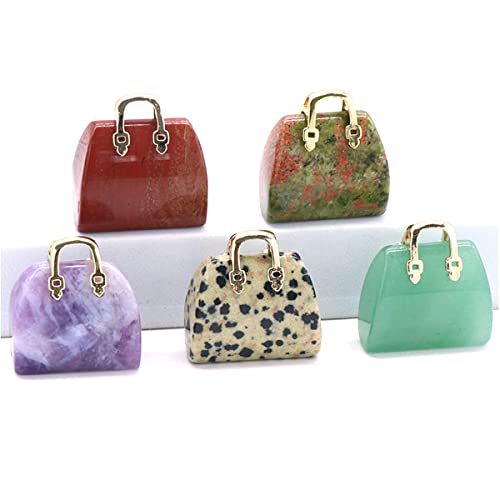 Lhj 5 Pcs Natural Stone Pendants Ornament Women Handbag Unique Shape Crystal Jsaper Stone Charms For Jewelry Making Necklace Earrings Decoration #TOP11
