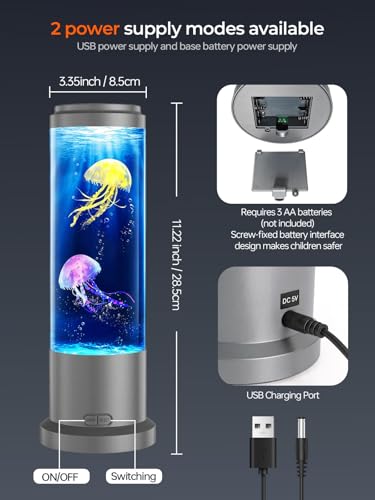 Image of Jellyfish Lamp,16 Color Mood Night Light, Whisper-Quiet Sensory Aquarium Light, Dual Power Mode Decorative Night Lamp with Remote Control & Timer Suitable for Home Office Decoration and Gifts
