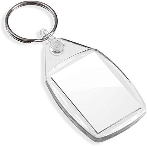 Turquoise Clear Acrylic Blank Keyrings Key Fobs 35 x 24 mm | Small Size Photo (Pack of 25)