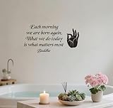 Buddha Quotes Wall Sticker, Buddhism Saying Each Morning Zen Decor Decal,Vinyl DIY Remove Wall Clings for Yoga Studio Salon Living Room