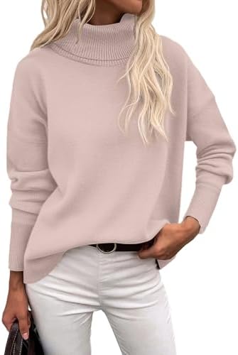Zeagoo Pullover Damen Rollkragen Strickpullover Langarm Warmer Winterpulli | Herbst Casual Rollkragenshirt Turtleneck Gestrickt Sweater S-XXL