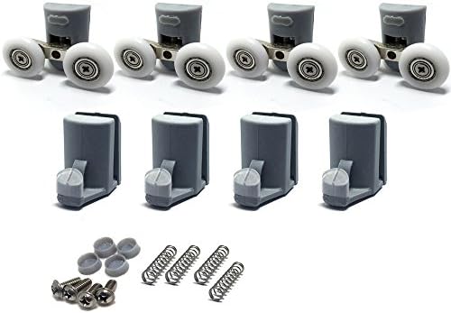 Set of 8 Double Shower Door Rollers/Hooks/Wheels TOP & BOTTOM 23mm Wheel Diameter 902A, Model: 106,