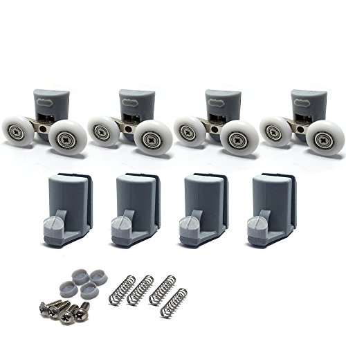 Set of 8 Double Shower Door Rollers Hooks Wheels TOP & BOTTOM 23mm Wheel Diameter 902A, Model: 106,