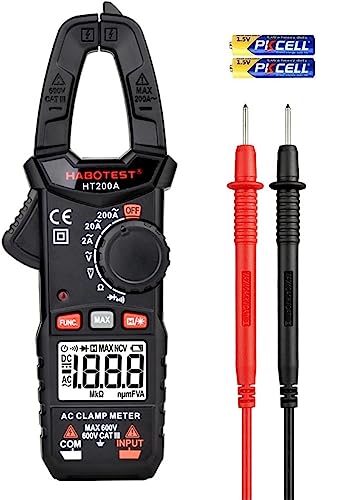 DUBEUYEW Digitaler Stromzangenmesser 2000 Counts, Multimeter Amperemeter mit Auto Ranging, Misst 600V AC/DC Spannungsprüfer, AC Strom, Widerstand, Durchgang; Testdioden