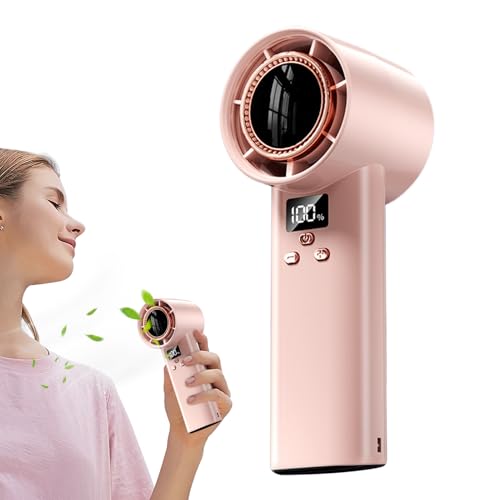 Nudorpn Ventilador Turbo De Mano Portátil   Ventilador Recargable con Pantalla LED   Soporte Silencioso De 100 Velocidades, Enfriador Portátil Para Exteriores, Viajes, Dormitorio Y Playa