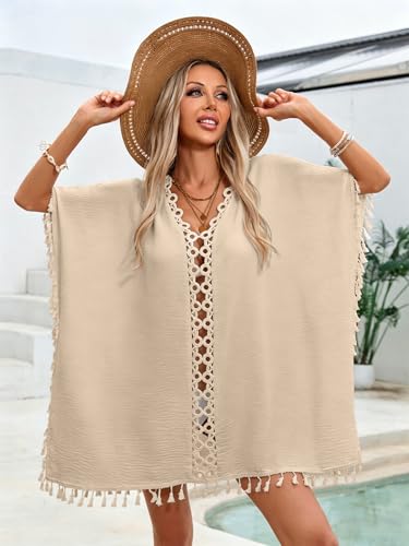 Image of YELAIVP Sexy Beach Cover Ups for Women Sheer Mesh Cover Ups for Swimwear High Cut Swim Suit Bikini Bathing Suit Cover Up