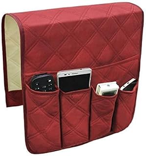 Arm Rest Organiser Hanging Sofa Caddy Storage Bag TV Remote Control Holder Armchairs Couch Organiser Phone Drink Glassse Foldable Pouch Chair Tidy Table Space Saver Pocket Set Living (Beige)