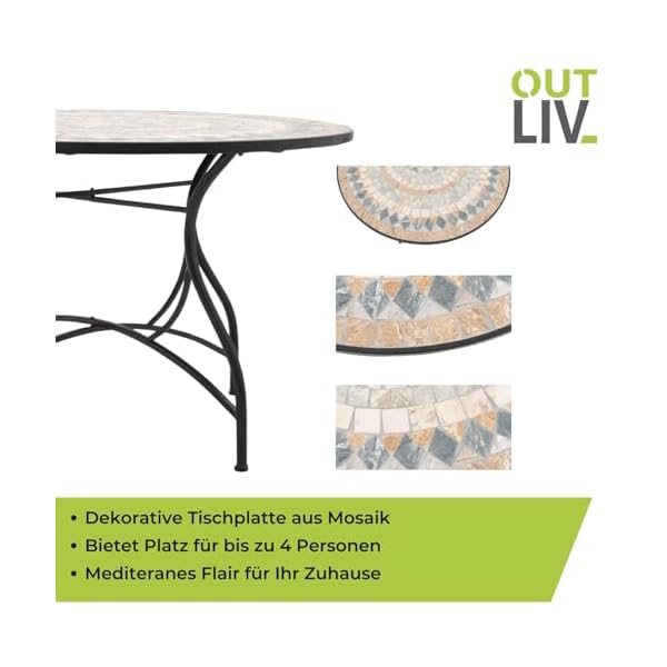 OUTLIV. Mosaik Gartentisch rund Schwarz