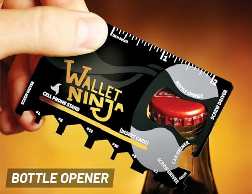 Image of Metal Ninja Tools Black Swiss Army Knives Multi-Purpose Credit Card Size Pocket Tool (18 In 1 Multipurpose) (2 Pieces)