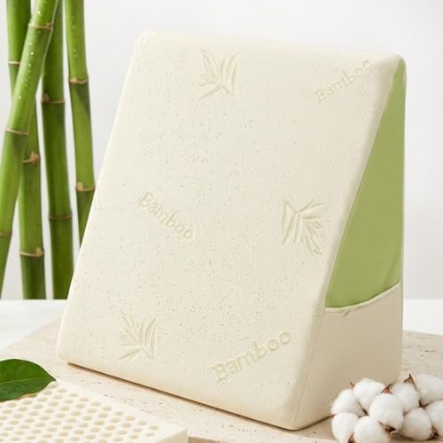 Image of DREAMZEE 100% Certified Natural Latex Wedge Pillow with Side Pockets for Sleeping, Back & Neck Support, Acid Reflux | Orthopedic Wedge Pillows for Bed | Organic Bamboo Fabric Zipper Cover (Pack of 1)
