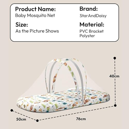 Image of StarAndDaisy 3 in 1 Baby Mosquito net for Sleeping - Newborn, Infant Mosquito net for Newborn Baby / / Washable Cotton Design, Soft and Comfortable Bed for 0-12 Months -Lion tedPrint