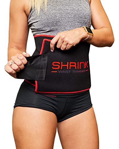shrink Waist Trimmer - Sweat Band Waist Trainer for Women and Men; Workout Equipment for Home Workout and Gym Exercise; Waist Wrap Hourglass Body Shaper Black