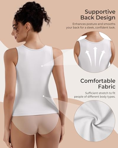Image of EUYZOU Womens Tummy Control Shapewear Tank Tops Seamless V-Neck Compression Tank Tops Body Shaper Camisole