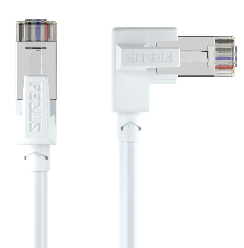 Image of FEDUS Cat6 Ethernet Cable, 10 Meter L-Shape High Speed 550Mhz 10 Gigabit Speed Utp Lan Cable, Network Cable Cord Gigabit Category 6 Wires For Laptop, Personal Computer, Router, Modem, Television