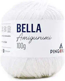 Fio Pingouin Bella Amigurumi 100g, Linha 100% Algodão Mercerizado Tex 493 para Crochê, Tricô e Bonecos, Diversas Cores, Acabamento Premium (Branco)