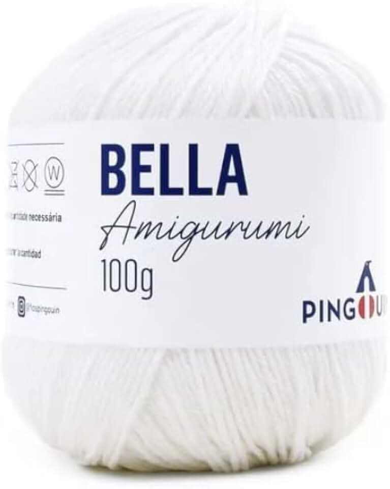 Fio Pingouin Bella Amigurumi 100g, Linha 100% Algodão Mercerizado Tex 493 para Crochê, Tricô e Bonecos, Diversas Cores, Acabamento Premium (Branco)