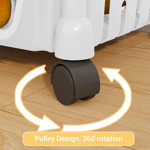 Image of Lukzer 3-Tier Multipurpose Plastic Storage Rack with Wheels & Side Hooks | Rolling Utility Organizer Shelf for Kitchen, Bathroom, Office & Home Use - 35 x 26 x 76 cm (White) CH-094