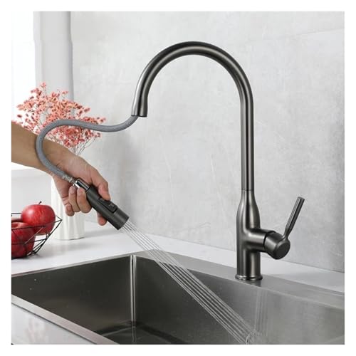 Robinet de cuisine extractible en acier inoxydable pivotant 360° - 4