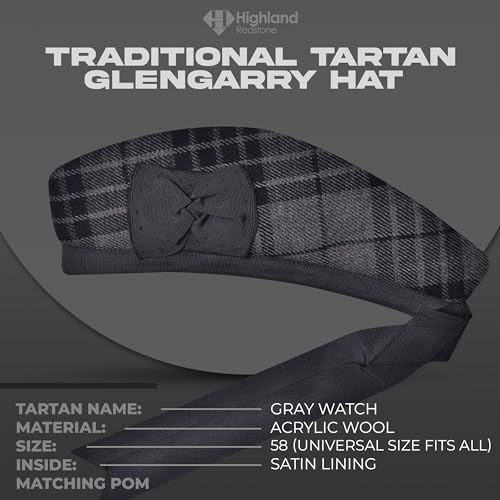 Image of Glengarry Cap-Traditional Scottish Hat, Acrylic Wool Tartan Glengarry hat, Kilts /Bagpipes Accessories