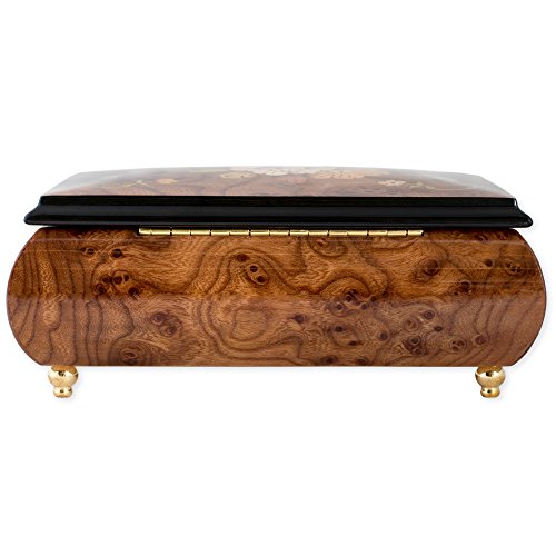 Floral Italian Hand Crafted Inlaid Wood Jewelry Music Box Plays Somewhere In Time #TOP5