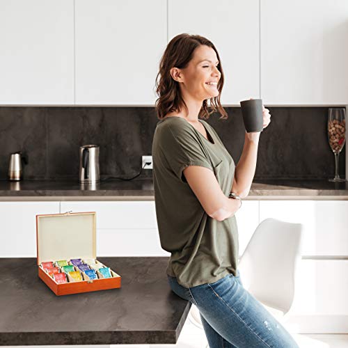 Relaxdays Theebox, 12 vakken, hout, organizer theezakjes, theekist aromabescherming, theedoos h x b x d 7,5 x 29 x 26 cm… - Image 4