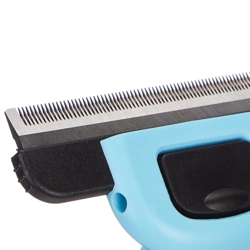 Image of Amazon Basics Deshedding Tool for Pet Dog Grooming | Removes Loose Hair, Mats, Tangles, and Dirt | Suitable for All Dog Breeds | Large Blade