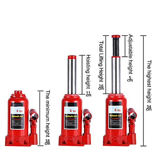 6T Heavy Duty Hydraulic Bottle Jack with Skid Top, 2 Parts Handle, Release Oil Return Valve, Torin Hydraulic Welded Bottle Jack for Construction, Industrial, Automotive