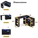L-Shaped Manicure Table with Storage Cabinet, Drawer & Shelf, Rotating & Convertible Nail Tech Desk, Modern Nail Salon Table with LED Light, Black