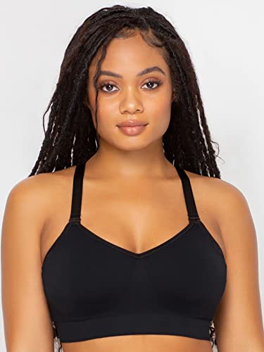 Curvy Couture Women's Luxe Smoothing Seamless Plus Size Bralette, Black Hue, Large #TOP5