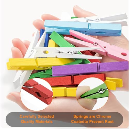 DJHUHN Holzklammern Mini 50 Stück Mini Wäscheklammern 35 * 7mm Natürlich Holz Clips Deko-Clips für Photo Maker Fotohalter Postkarten Briefe Basteln Wäscheständer Handwerk Büros (Bunt)