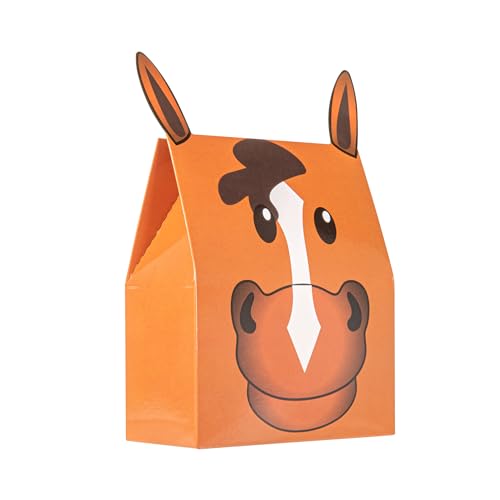 Restaurantware-4 x 2 x 5 Inch Farm Animal Party Bags, 100 Pony Barnyard Party Favor Bags - Tab-Lock Closure, Shipped Flat, Paper Farm Animal Candy Bags, For Farm-Themed Parties Or Birthdays,