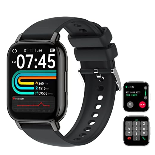 HEXADRC Smart Watch Bluetooth Phone Make/Answer Calls, Fitness Watch, IP67 Waterproof Pedometer Activity Tracker Temperature Heart Rate Monitor for Men Women Black
