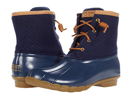 Sperry Women's Saltwater Emboss Wool Rain Boot, Navy, 7.5