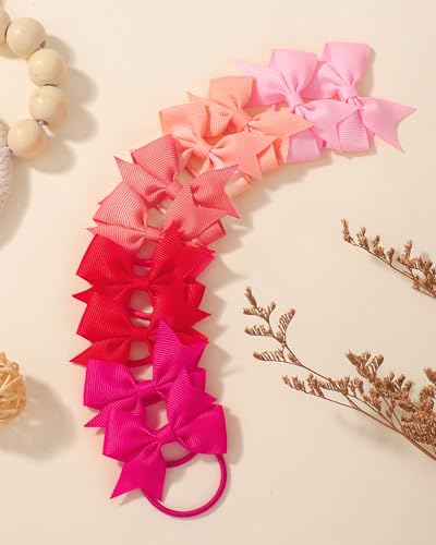 10pcs Hair Bow Ties Mini Boutique Set Rubber Ribbon Hair Ties Hair Accessories for Women and Young