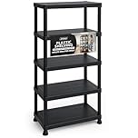 ZENO Plastic Shelving Unit 5 Tier | Storage Shelves 100KG Total Load Capacity | Plastic Shelving for Home Garage, Kitchen, Shed and Workshop | Heavy Duty Stable Frame | Easy Tool Free Assembly