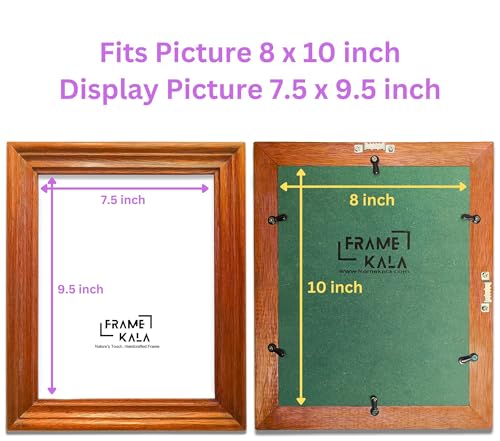 Image of Handmade Wooden Rectangular Photo Frame, 8 x 10 inch Display for Artworks, Pictures and Photos of Your Loved Ones, Best for Home, Office, Wall Decor, Living Room, Bedroom, Honey Maple