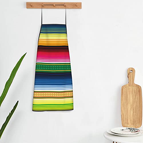Shuwekk Mexican Stripe Blanket Apron Ethnic Colorful Geometric Mexican Rug Pattern Cooking Apron Kitchen Apron Lock Edge Waterproof Durable String Adjustable Easy Care Aprons For Women Men Chef #TOP5