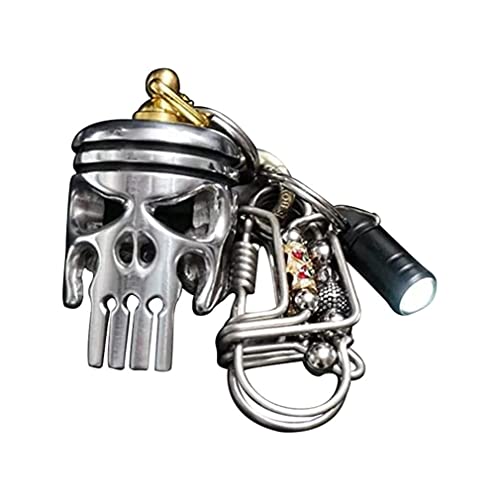 ABOOLY Pendentif de clés de travoux d'art de Piston, Lampe de Poche, Cartouche en métal pavé Sac Pendentif Halloween Accessoire, Pendentif Porte-clés de Piston, Parfait pour Transporter Cover