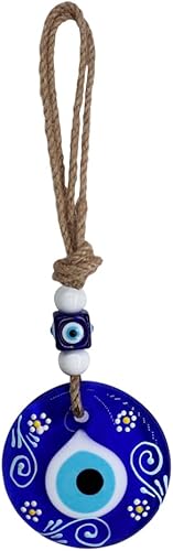 Miniatura 2 de EBSEM Diseño de flores pintado a mano de cáñamo macramé mal de ojo para colgar en la pared, colgante de cristal, decorativo turco, griego, judío