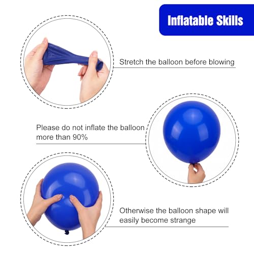 Image of RUBFAC Royal Blue Balloons 65pcs, 12 Inch Party Balloon with Ribbons for Birthday, Baby Shower Graduation Baseball Nautical Party Decorations