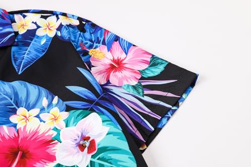 Image of Cromoncent Matching Hawaiian Outfits for Family, Dad and Son Matching Luau Beach Tropical Shirts Mommy Daughter Tropical Sets