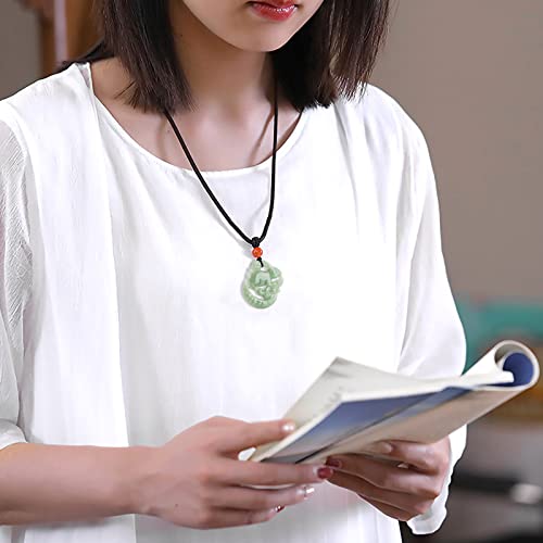 Wealth Rabbit Natural Green Jade Pendant Necklaces for Women Men, Fashion Rope Chain Amulet Hand-carved Good Luck Jewelry Choker Necklaces for Lovers Friends Gifts3